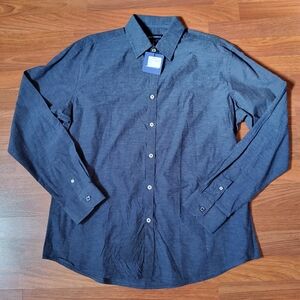 Jack Maverick Men's Regular Fit Button Up Dress Shirt Size L Dark Navy New
